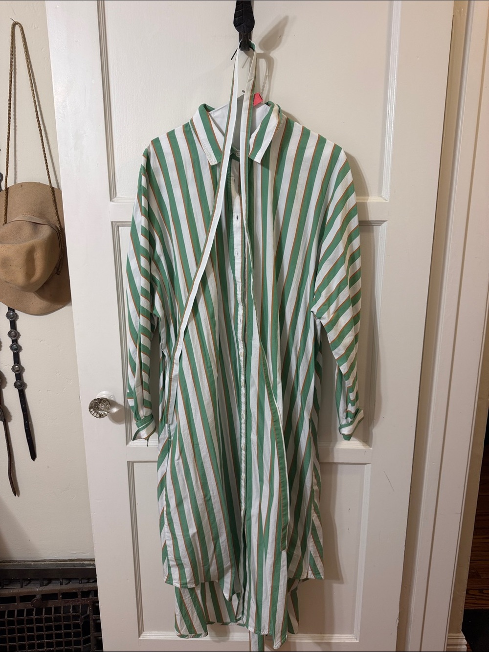 Banana Republic Green & White Striped Maxi Dress